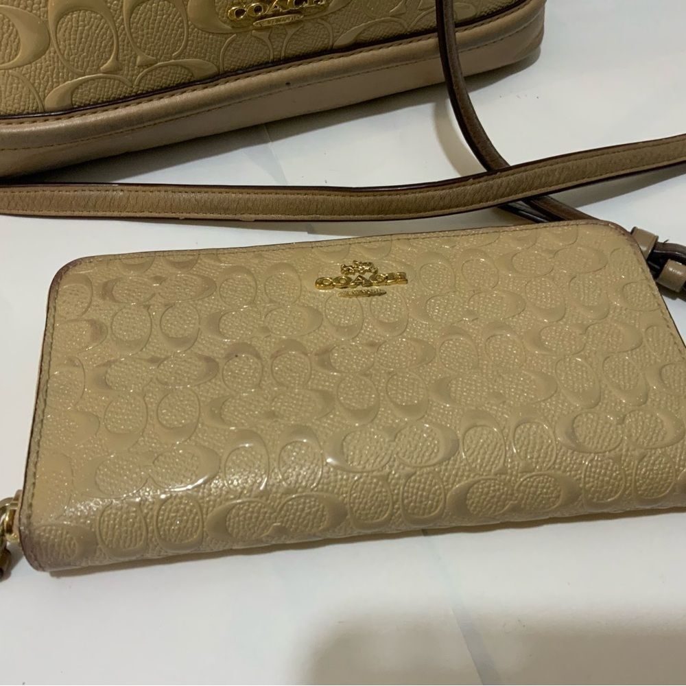 COACH Mini Sierra Satchel & wallet  Signature debossed Patent Leather, F55450 - Picture 4 of 9